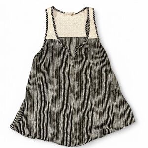Le Sample Medium Black & White Striped Racerback Blouse, Eyelet Detail